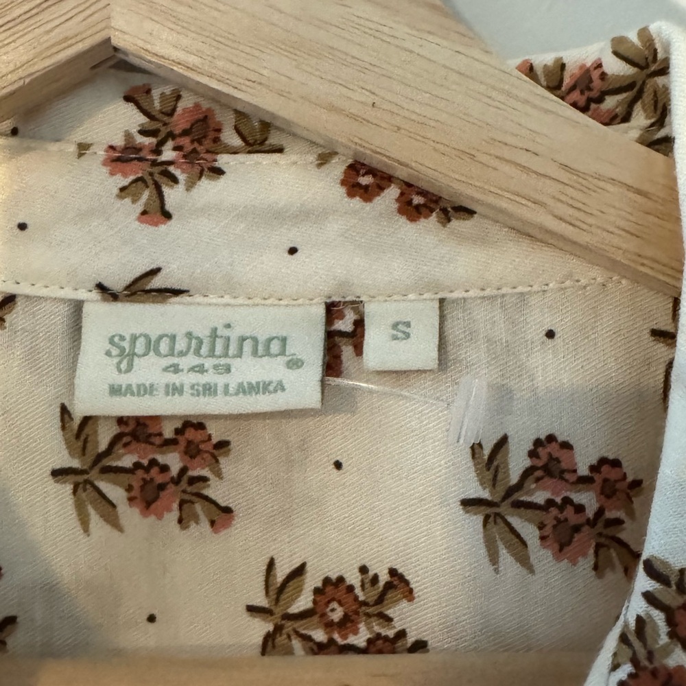 Spartina 449 Floral Button-Down Top β Size Small β Lyocell/Cotton/Linen - Picture 4 of 9